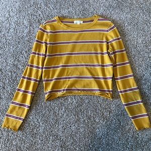 Yellow/pink/white long sleeve crop top